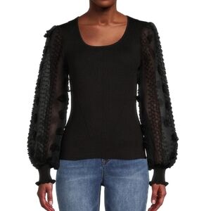 No Boundaries Scoop neck with Floral Bell sleeves Black Size XXXL